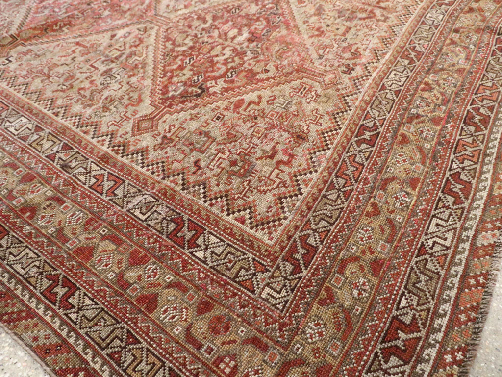 Antique Persian Shiraz Accent Carpet, No.23393 - Staging