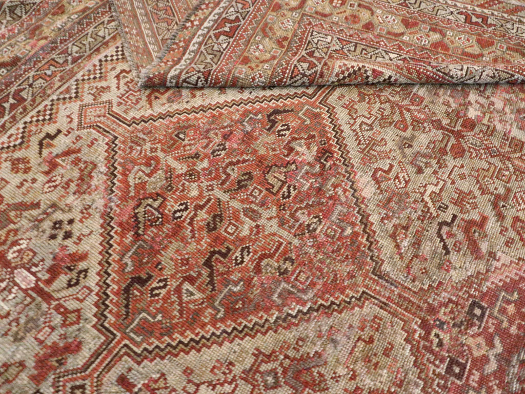 Antique Persian Shiraz Accent Carpet, No.23393 - Staging