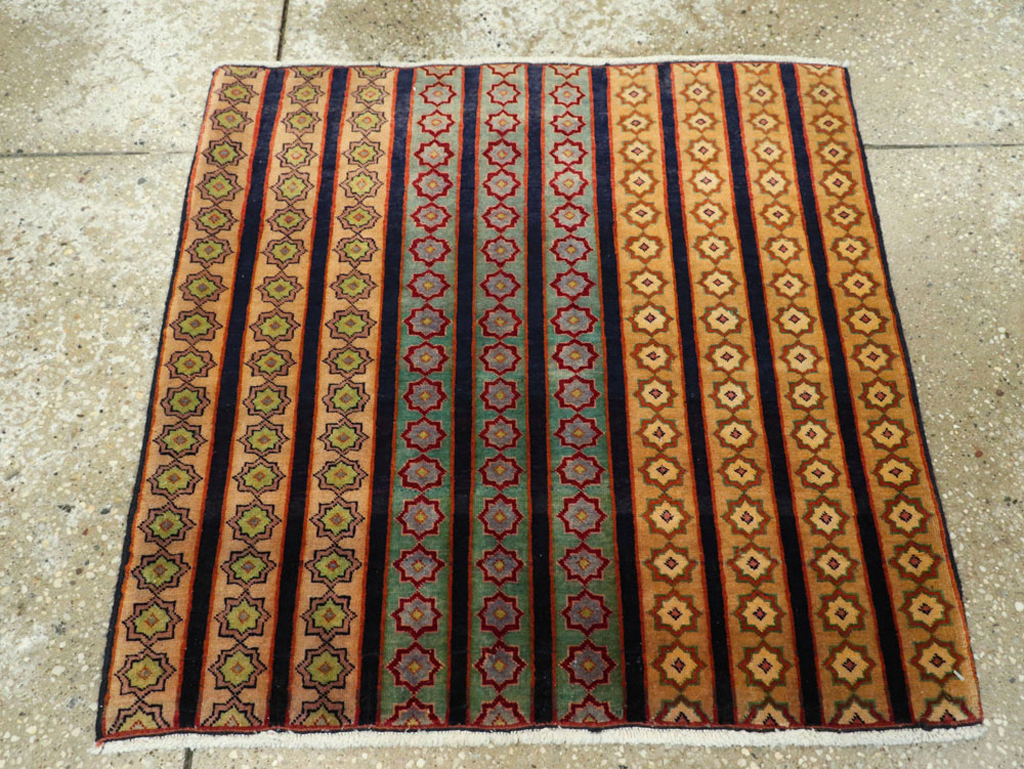Vintage Persian Kashan Modernist Rug, No.23420 - Staging