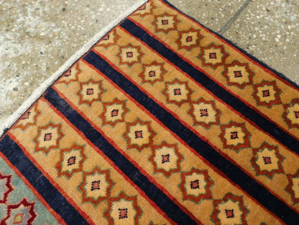 Vintage Persian Kashan Modernist Rug, No.23420 - Staging