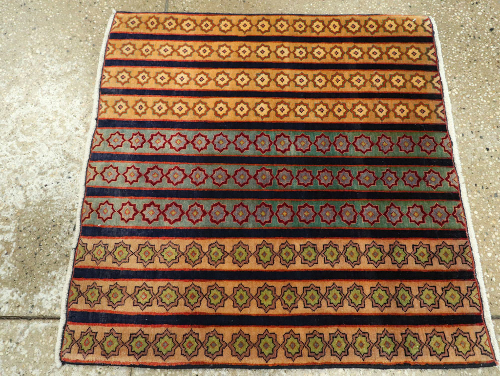 Vintage Persian Kashan Modernist Rug, No.23420 - Staging