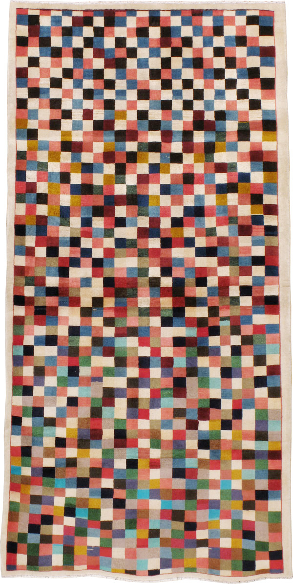 Vintage Persian Kashan Modernist Rug, No.23421 - Staging