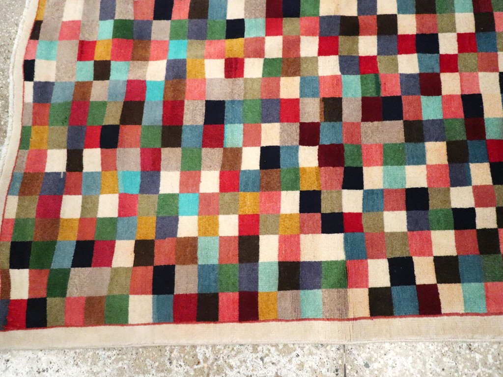 Vintage Persian Kashan Modernist Rug, No.23421 - Staging