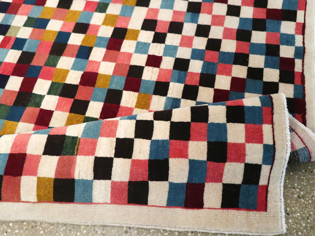 Vintage Persian Kashan Modernist Rug, No.23421 - Staging