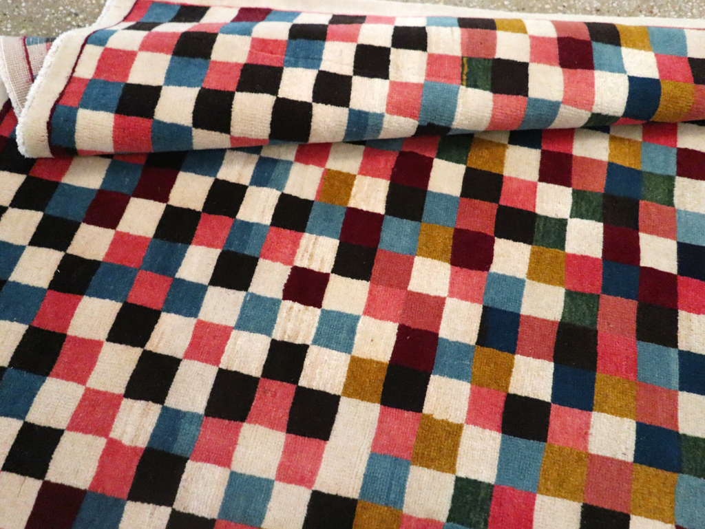 Vintage Persian Kashan Modernist Rug, No.23421 - Staging