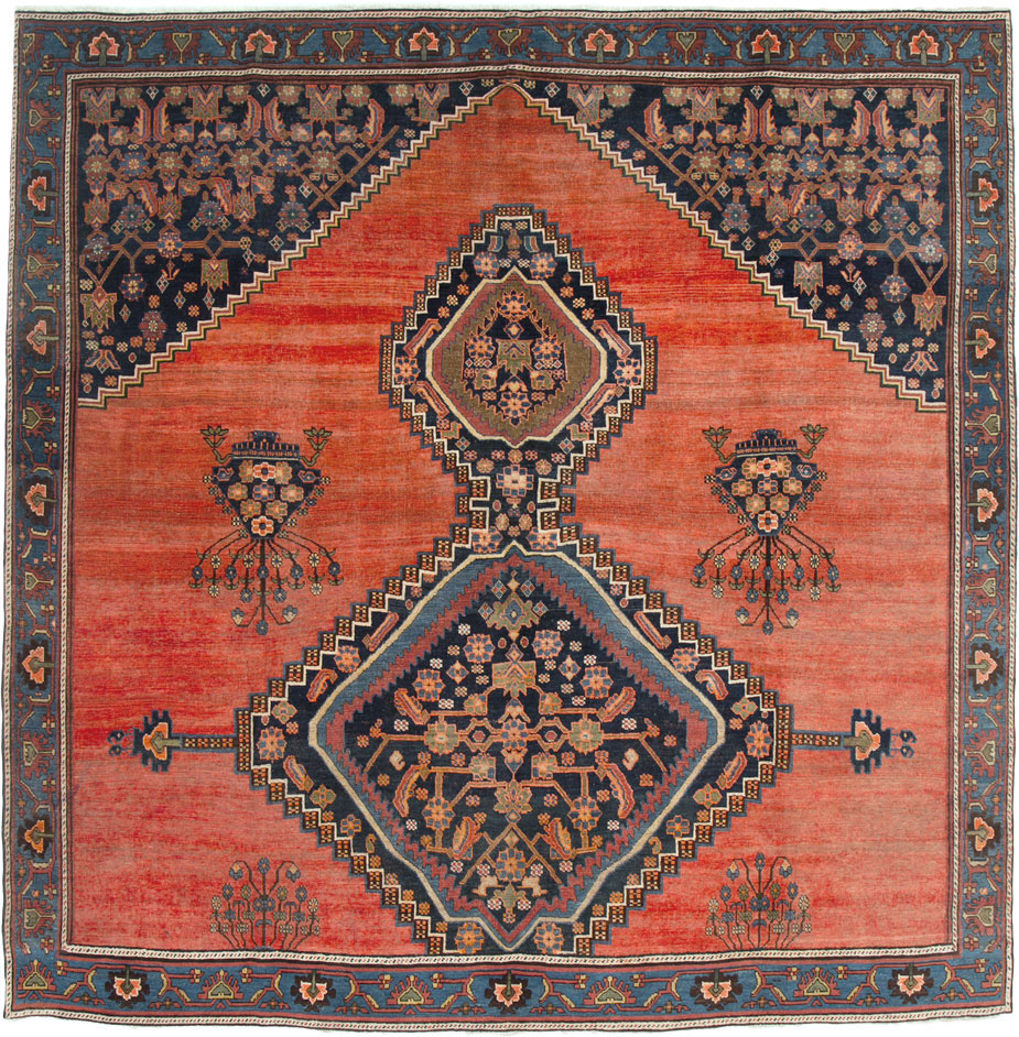 Antique Persian Bidjar Square Carpet, No.23433 - Staging