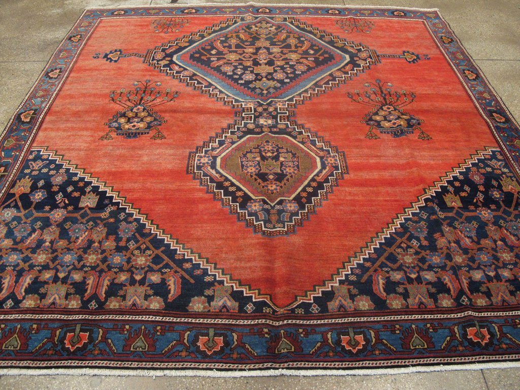 Antique Persian Bidjar Square Carpet, No.23433 - Staging