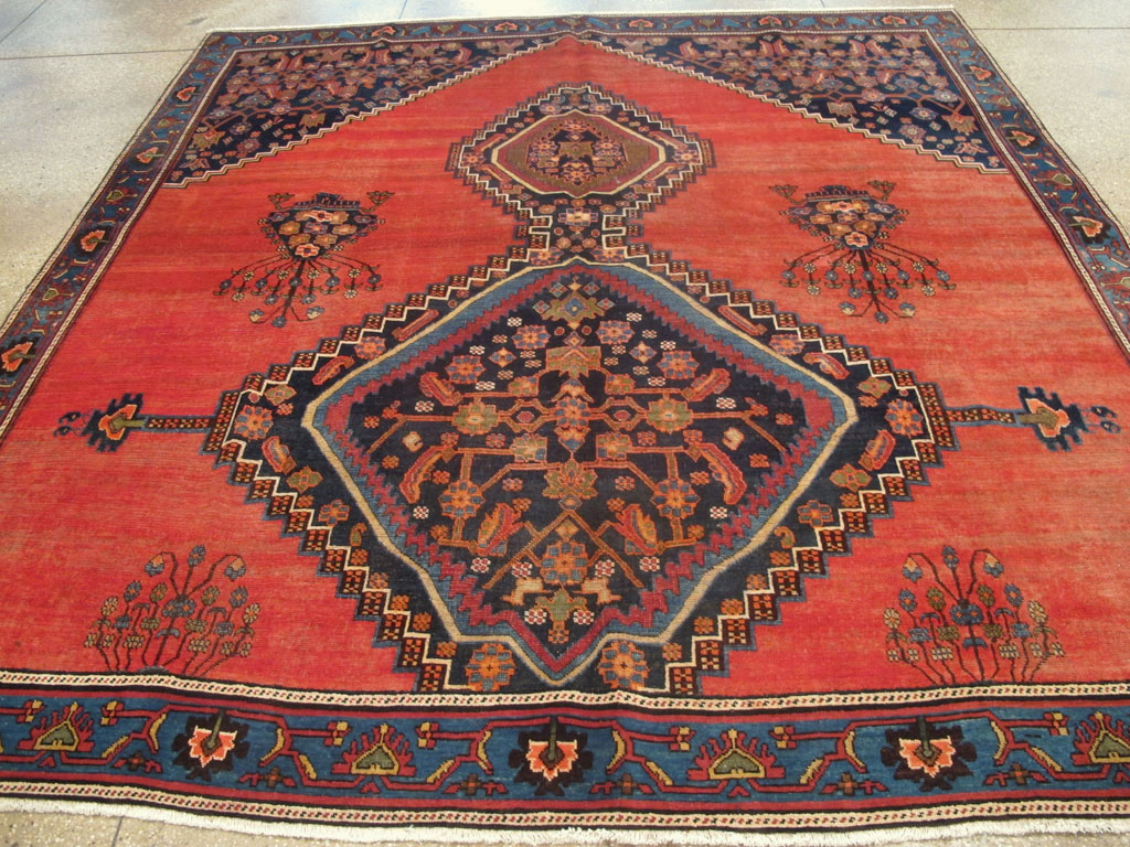 Antique Persian Bidjar Square Carpet, No.23433 - Staging