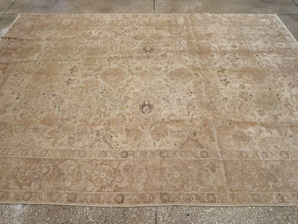 Antique Persian Tabriz Small Room Size Carpet, No.23458 - Staging