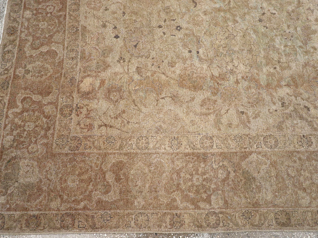 Antique Persian Tabriz Small Room Size Carpet, No.23458 - Staging