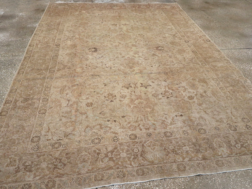 Antique Persian Tabriz Small Room Size Carpet, No.23458 - Staging