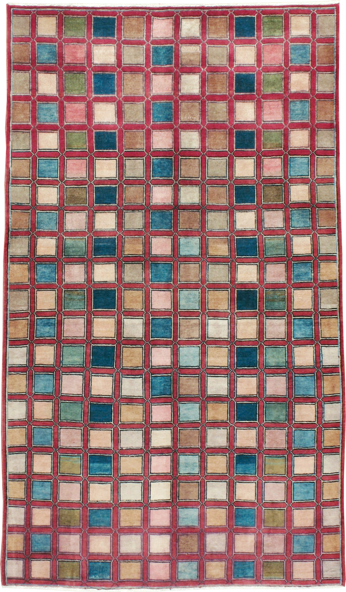Vintage Kashan Modernist Rug, No.23473 - Staging