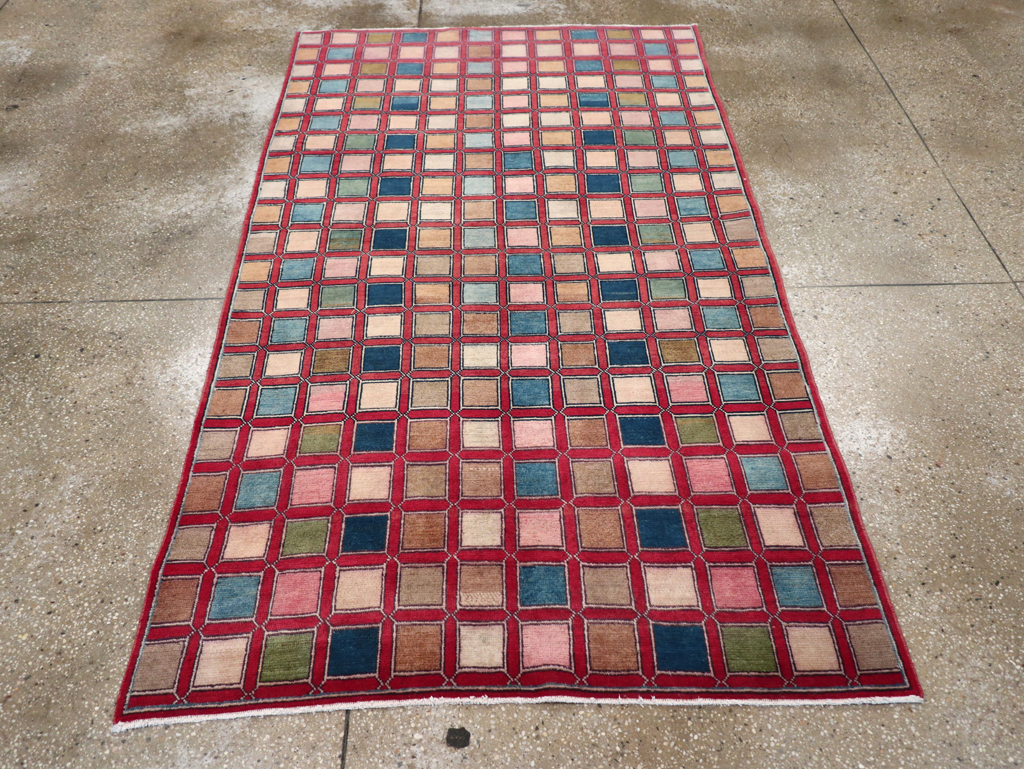 Vintage Kashan Modernist Rug, No.23473 - Staging