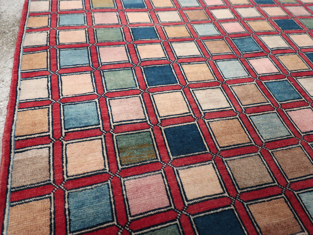 Vintage Kashan Modernist Rug, No.23473 - Staging