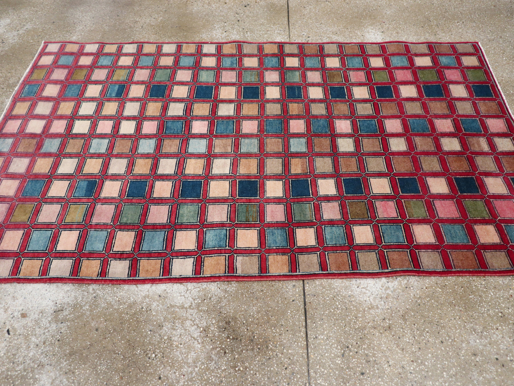 Vintage Kashan Modernist Rug, No.23473 - Staging