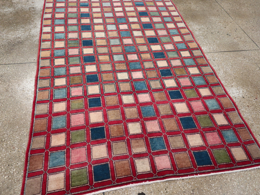Vintage Kashan Modernist Rug, No.23473 - Staging