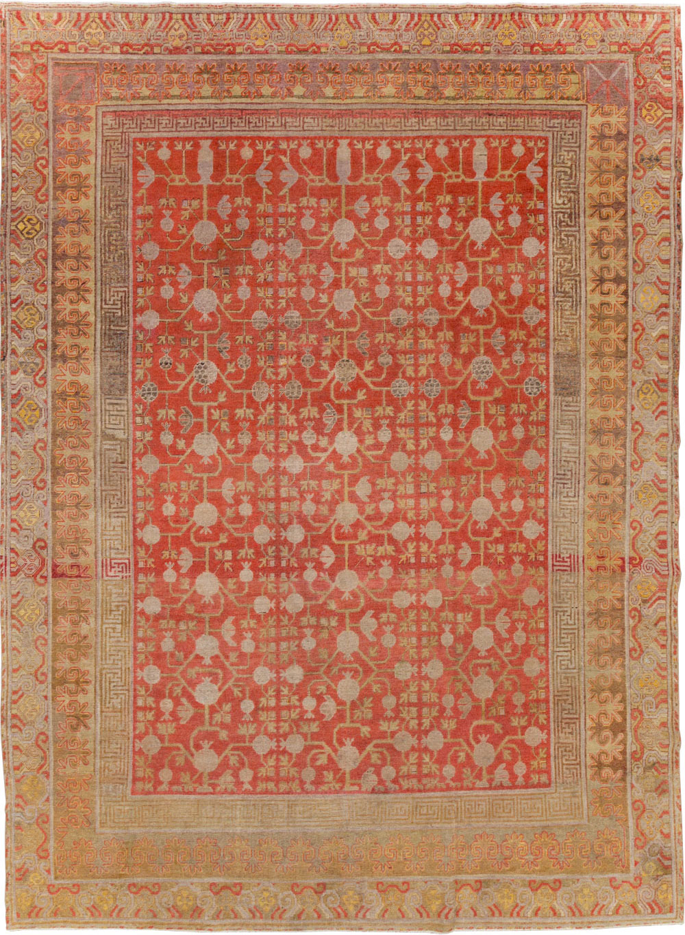 Vintage East Turkestan Khotan Room Size Carpet, No.23506 - Staging