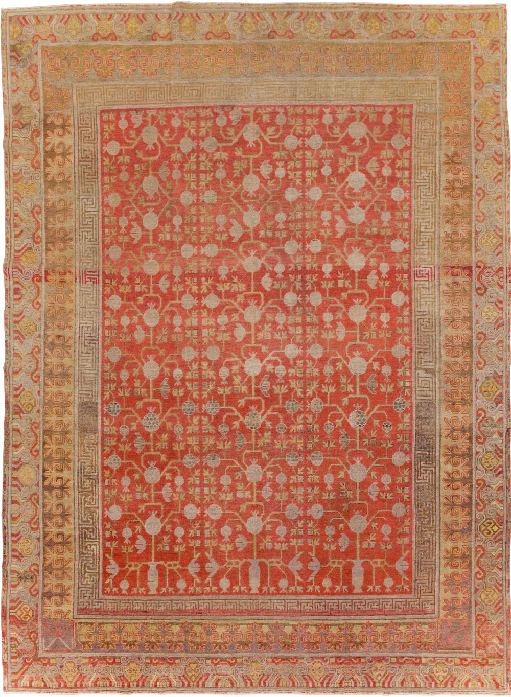Vintage East Turkestan Khotan Carpet, No.23506 - Staging