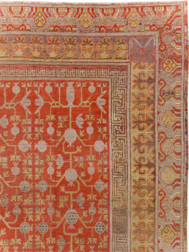 Vintage East Turkestan Khotan Room Size Carpet, No.23506 - Staging
