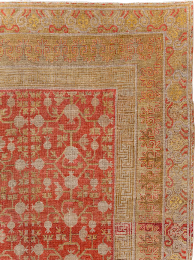 Vintage East Turkestan Khotan Room Size Carpet, No.23506 - Staging