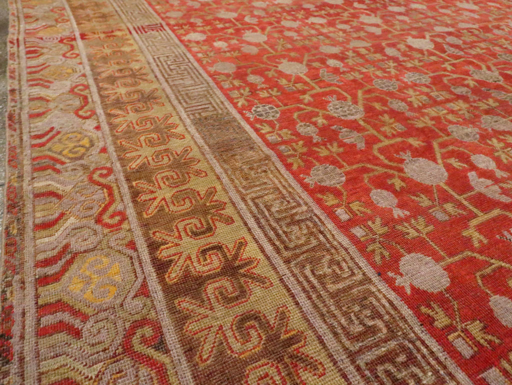 Vintage East Turkestan Khotan Room Size Carpet, No.23506 - Staging