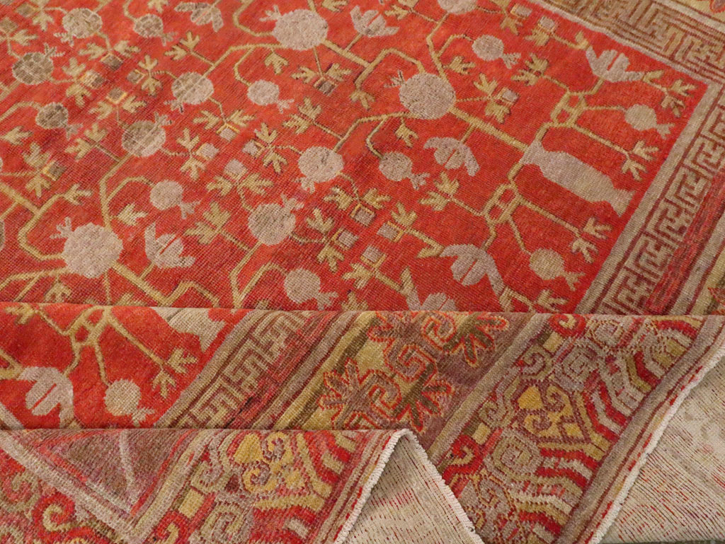Vintage East Turkestan Khotan Room Size Carpet, No.23506 - Staging