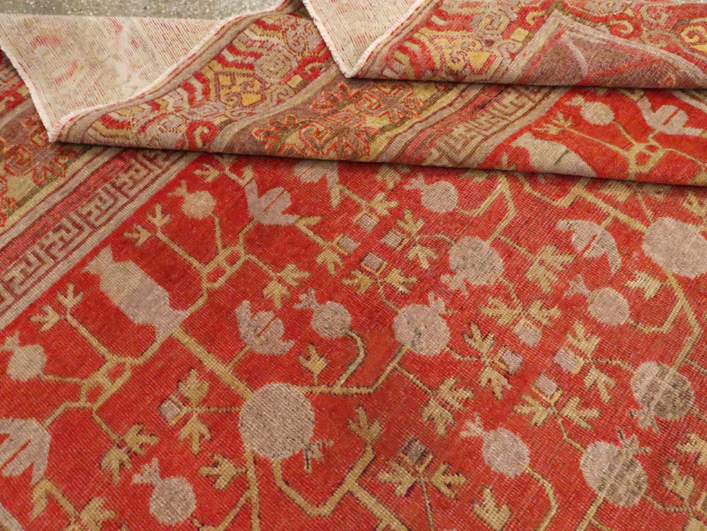 Vintage East Turkestan Khotan Room Size Carpet, No.23506 - Staging
