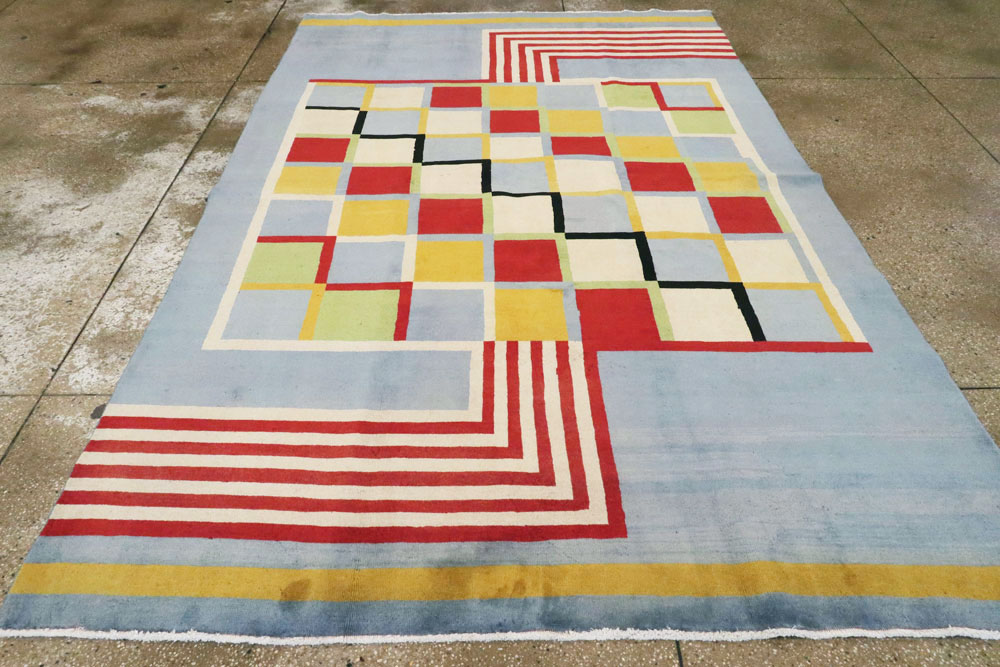 Vintage Persian Tabriz Art Deco Carpet Inspired By Edward McKnight Kauffer, No.23517 - Staging