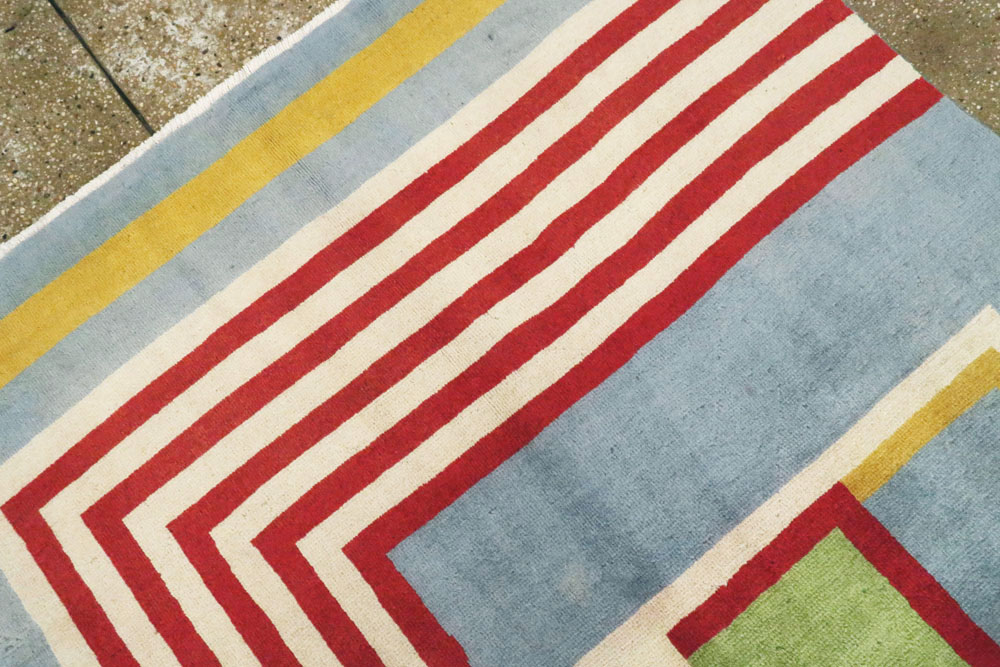 Vintage Persian Tabriz Art Deco Carpet Inspired By Edward McKnight Kauffer, No.23517 - Staging