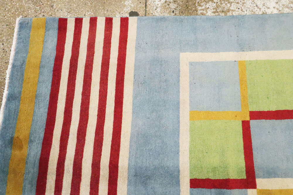 Vintage Persian Tabriz Art Deco Carpet Inspired By Edward McKnight Kauffer, No.23517 - Staging