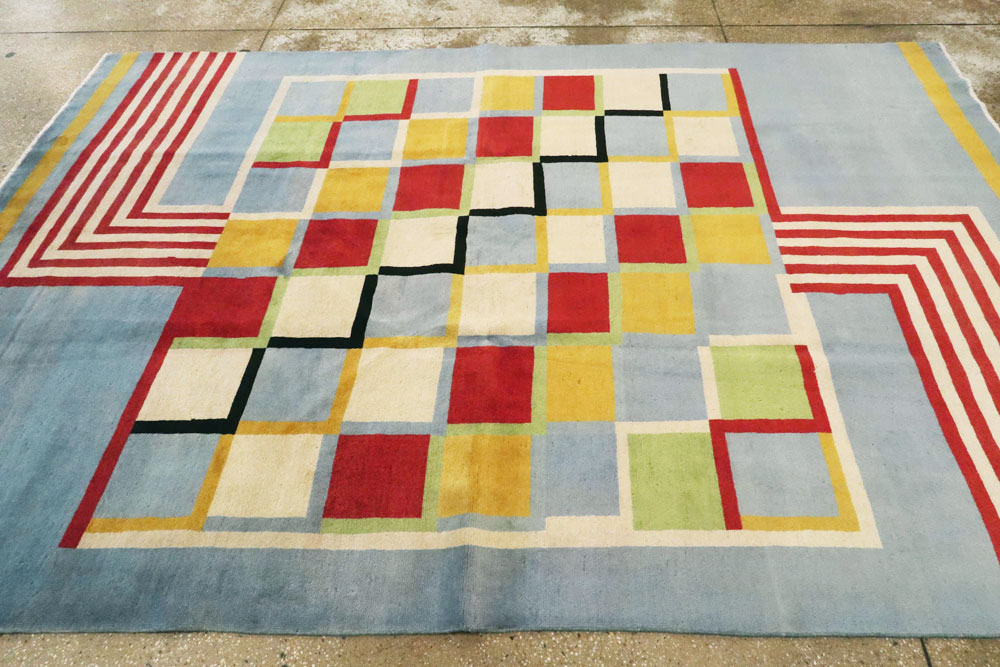 Vintage Persian Tabriz Art Deco Carpet Inspired By Edward McKnight Kauffer, No.23517 - Staging