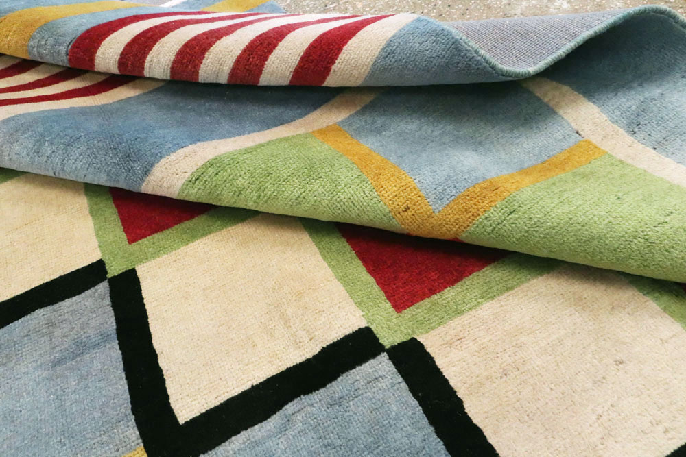 Vintage Persian Tabriz Art Deco Carpet Inspired By Edward McKnight Kauffer, No.23517 - Staging