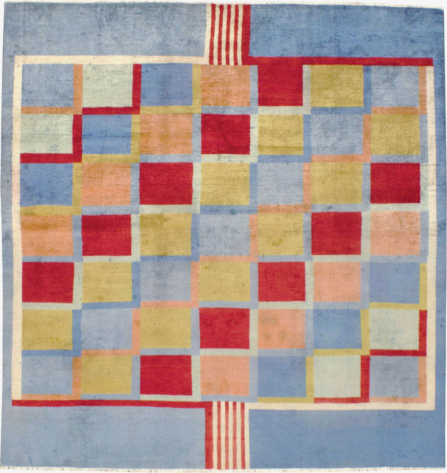 Vintage Persian Kashan Art Deco Rug Inspired By Edward McKnight Kauffer, No.23520 - Staging