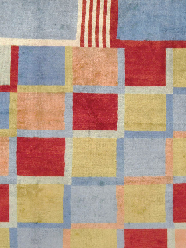 Vintage Persian Kashan Art Deco Rug Inspired By Edward McKnight Kauffer, No.23520 - Staging