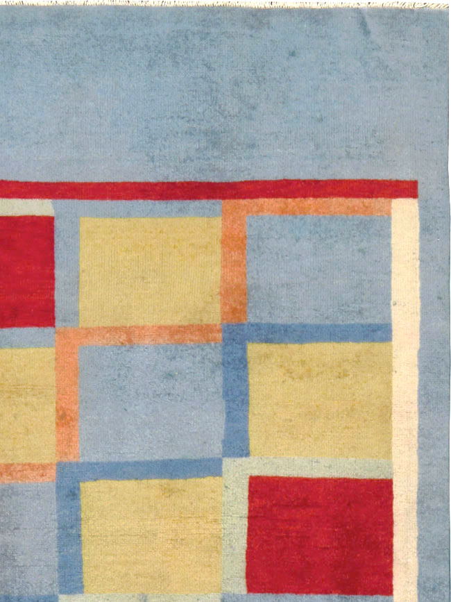 Vintage Persian Kashan Art Deco Rug Inspired By Edward McKnight Kauffer, No.23520 - Staging