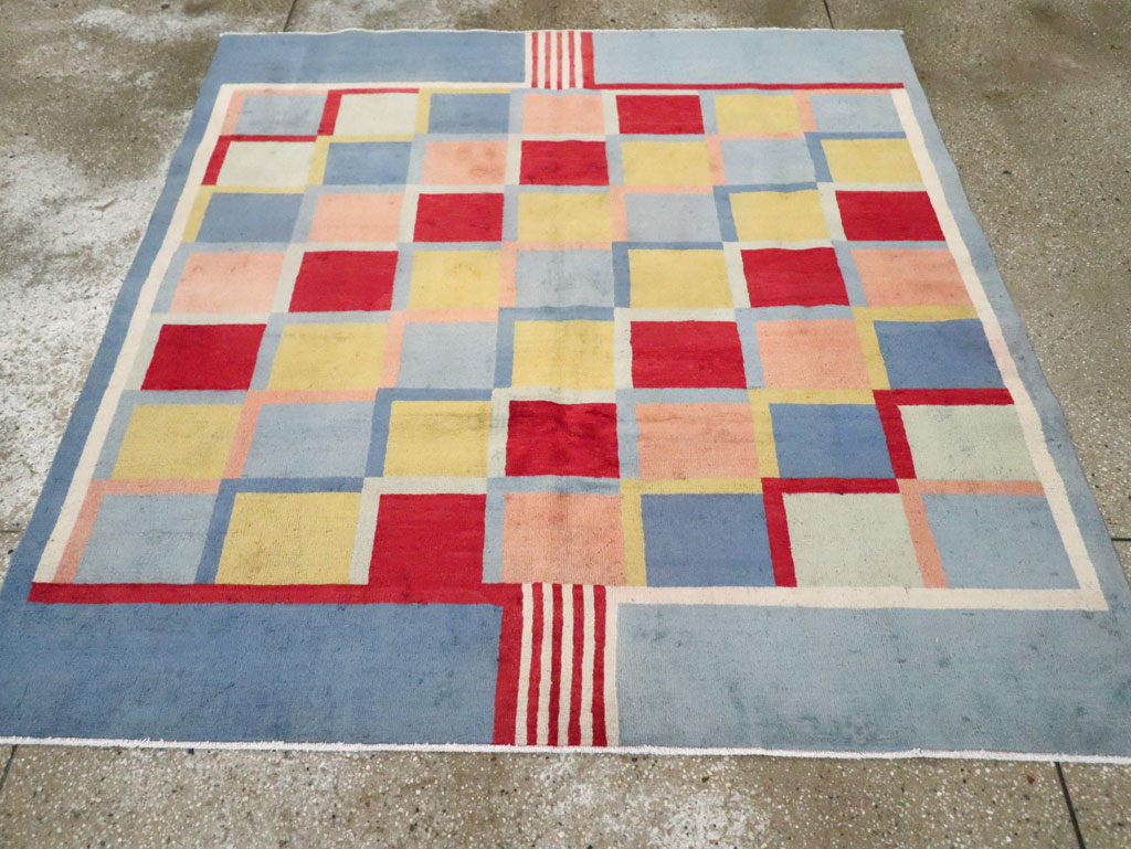 Vintage Persian Kashan Art Deco Rug Inspired By Edward McKnight Kauffer, No.23520 - Staging