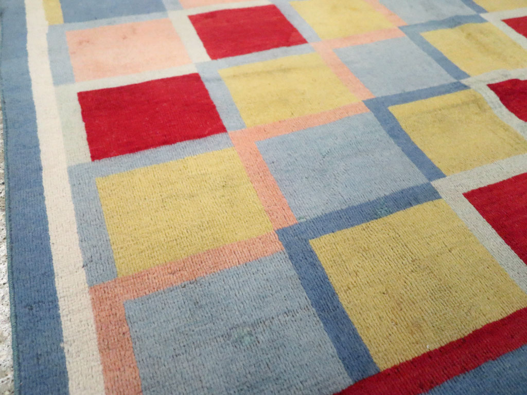 Vintage Persian Kashan Art Deco Rug Inspired By Edward McKnight Kauffer, No.23520 - Staging