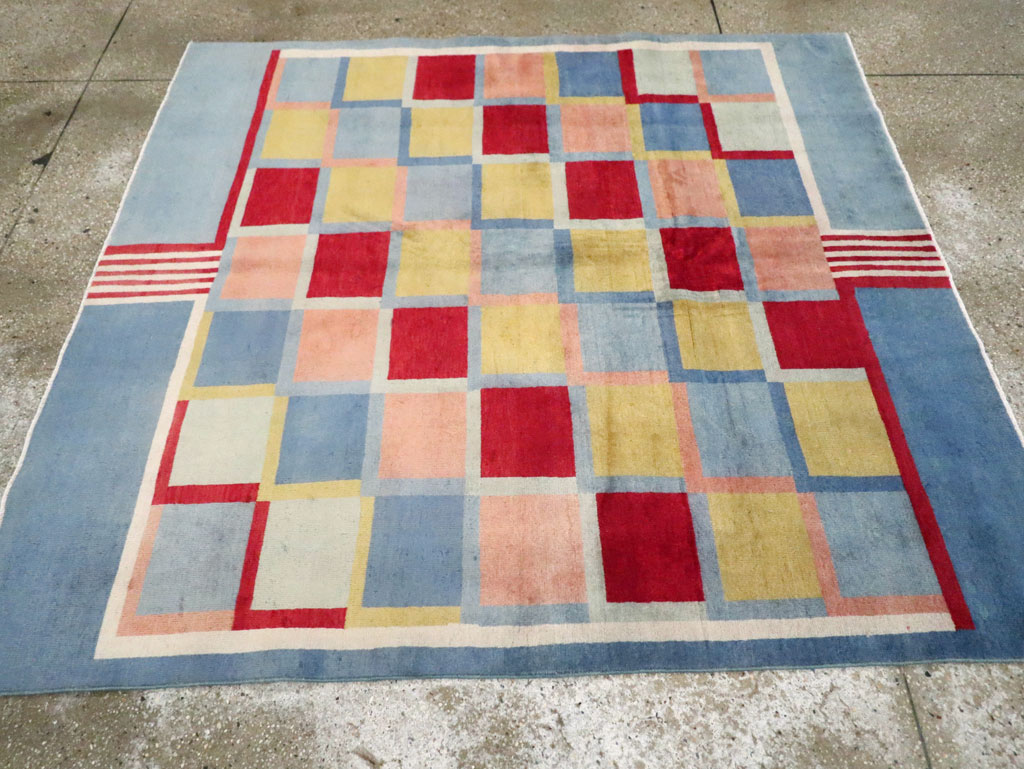 Vintage Persian Kashan Art Deco Rug Inspired By Edward McKnight Kauffer, No.23520 - Staging