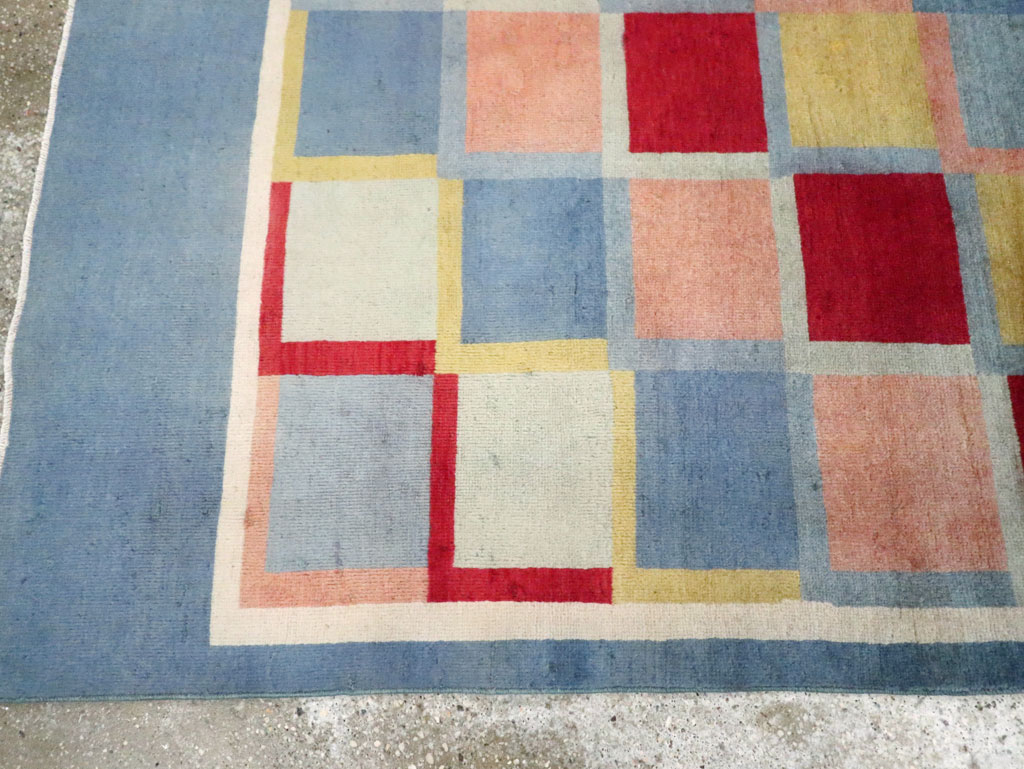 Vintage Persian Kashan Art Deco Rug Inspired By Edward McKnight Kauffer, No.23520 - Staging