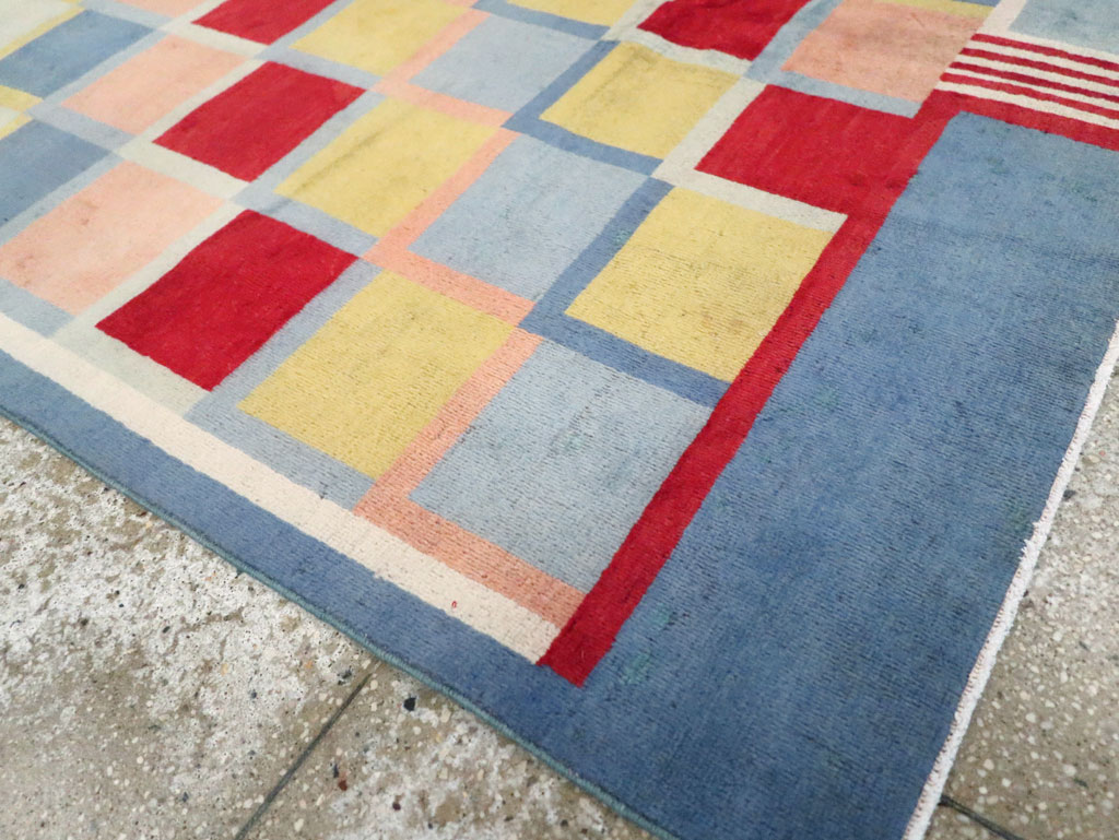 Vintage Persian Kashan Art Deco Rug Inspired By Edward McKnight Kauffer, No.23520 - Staging