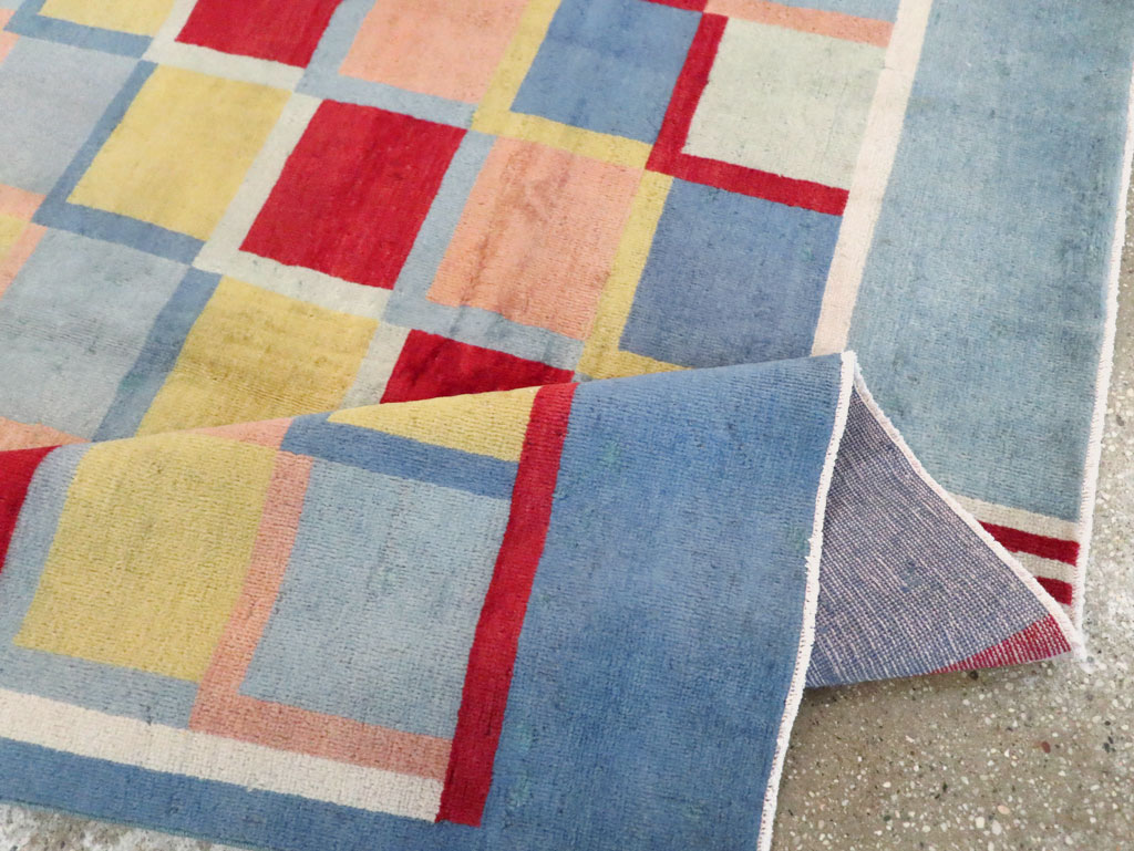 Vintage Persian Kashan Art Deco Rug Inspired By Edward McKnight Kauffer, No.23520 - Staging