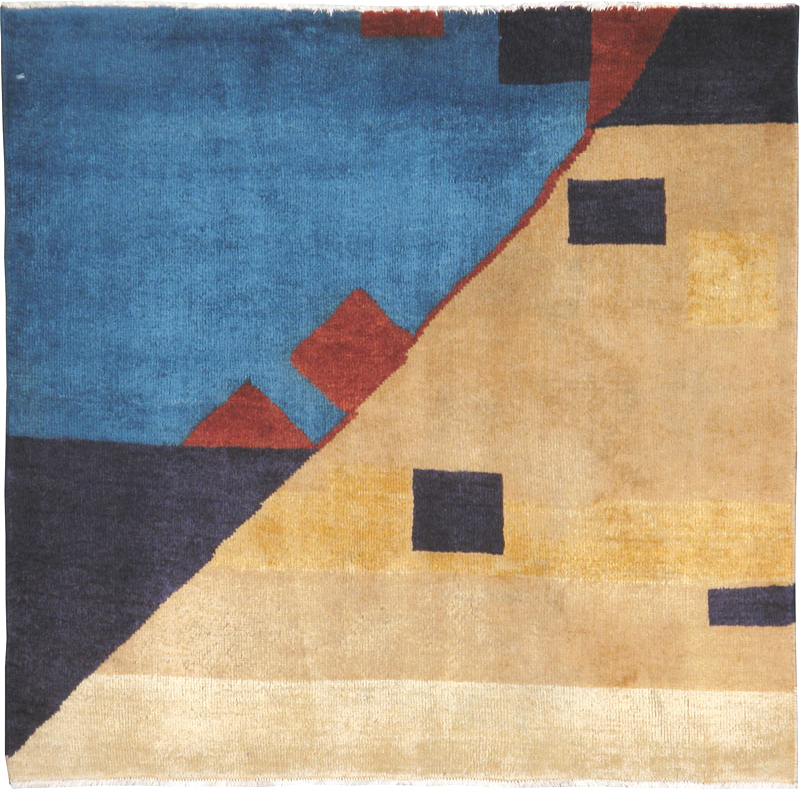 Vintage Persian Kashan Art Deco Rug Inspired By Edward McKnight Kauffer, No.23523 - Staging