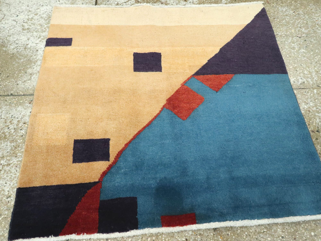 Vintage Persian Kashan Art Deco Rug Inspired By Edward McKnight Kauffer, No.23523 - Staging