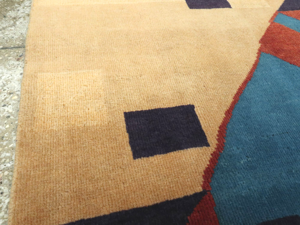 Vintage Persian Kashan Art Deco Rug Inspired By Edward McKnight Kauffer, No.23523 - Staging