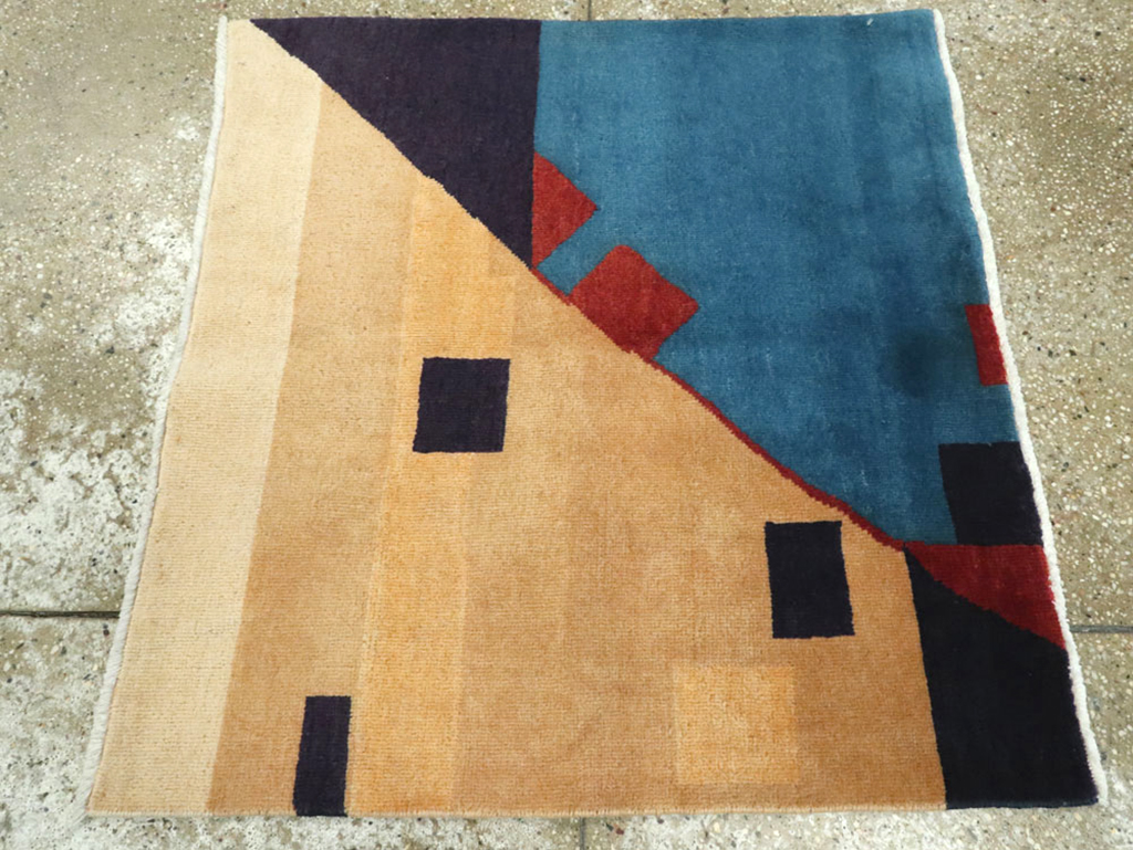 Vintage Persian Kashan Art Deco Rug Inspired By Edward McKnight Kauffer, No.23523 - Staging