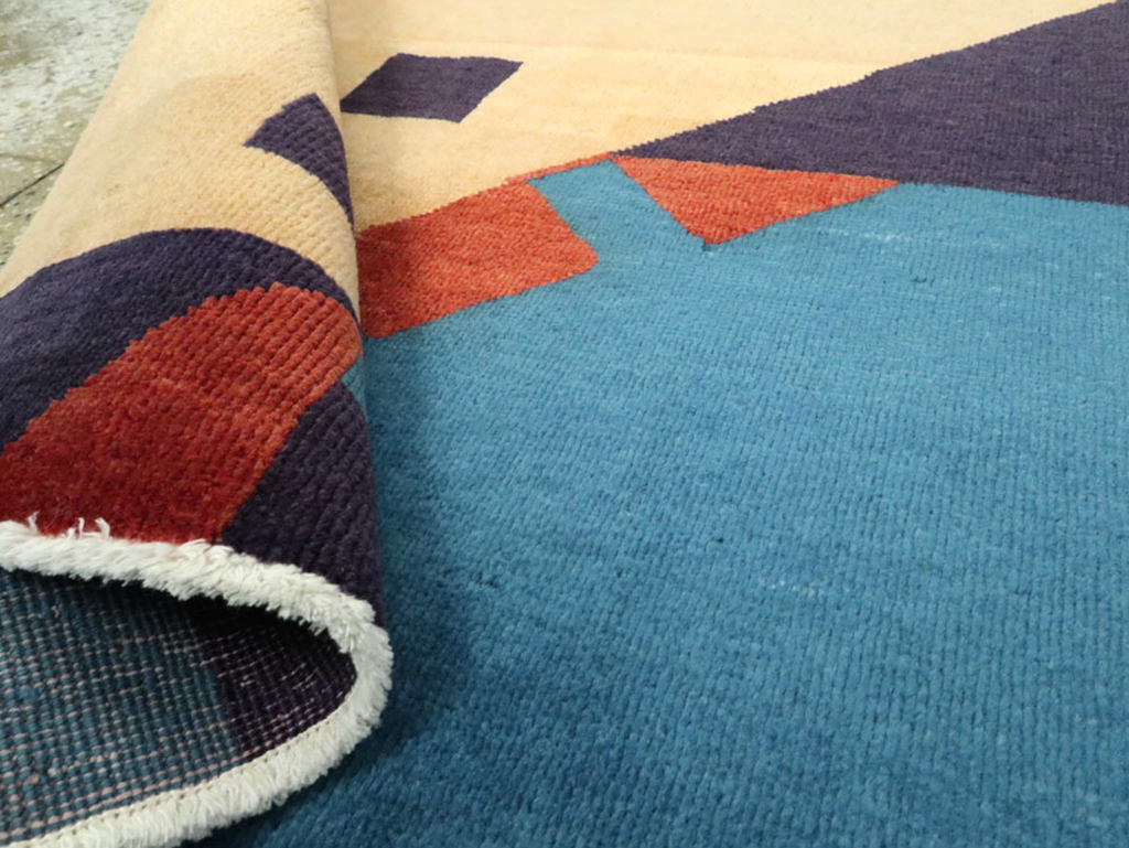 Vintage Persian Kashan Art Deco Rug Inspired By Edward McKnight Kauffer, No.23523 - Staging