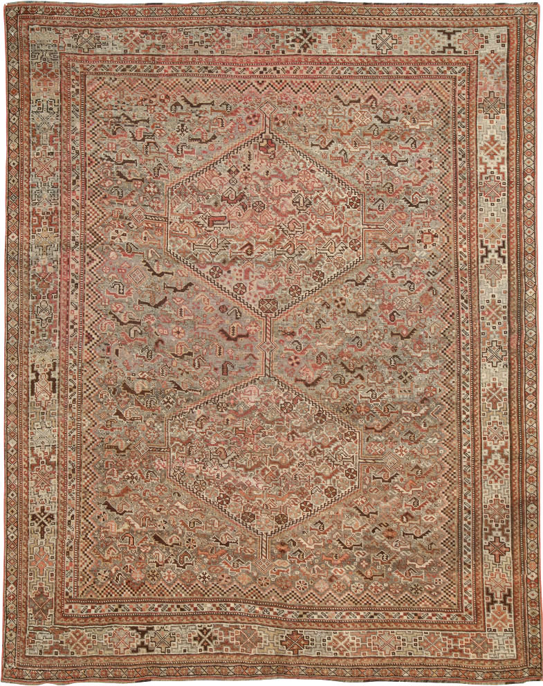 Antique Persian Afshar Accent Rug, No.23576 - Staging