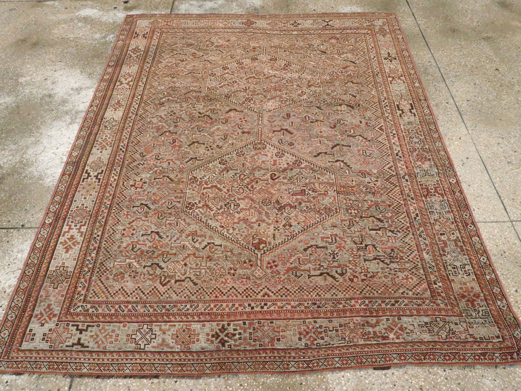 Antique Persian Afshar Accent Rug, No.23576 - Staging