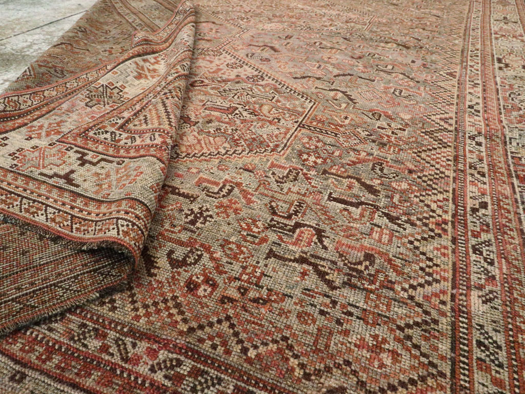 Antique Persian Afshar Accent Rug, No.23576 - Staging