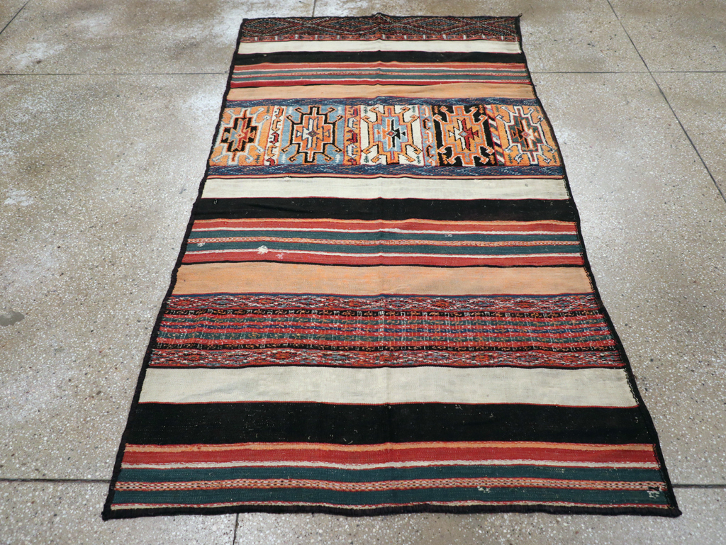 Vintage Persian Flat-weave Kilim, No.23578 - Staging